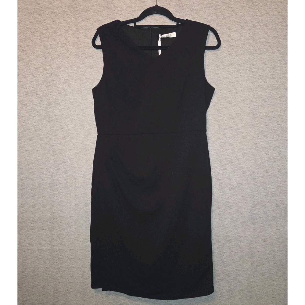 GRACE KARIN Black Pencil Dress Ruched Side Cocktail Career LBD Size Large NEW